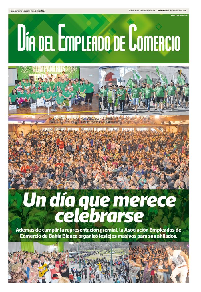 Día del Empleado de Comercio. Suplemento. Bahía Blanca. La Nueva.